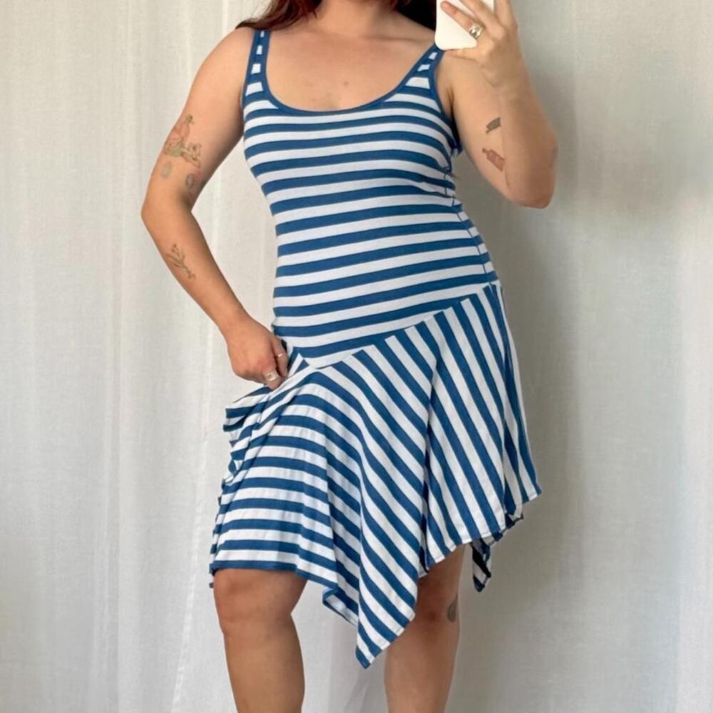 ✶ y2k blue striped handkerchief dress ✶